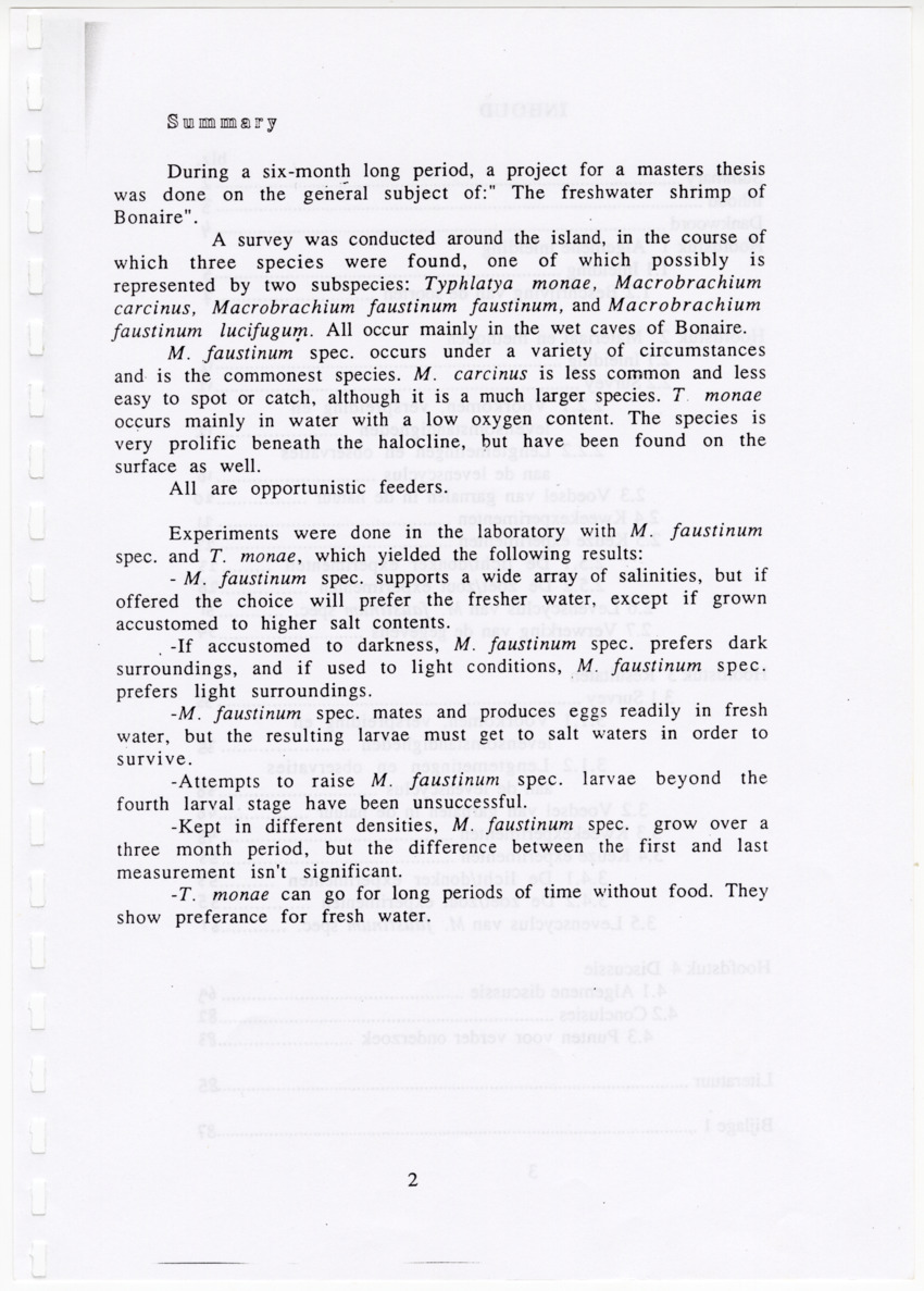 De zoetwatergarnalen van Bonaire - een survey en de mogelijkheden tot kweek - New Page