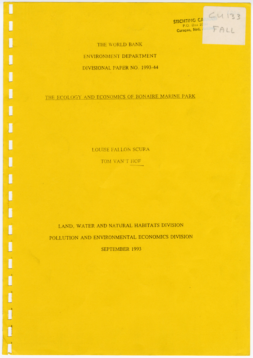 The ecology and economics of Bonaire Marine Park - New Page