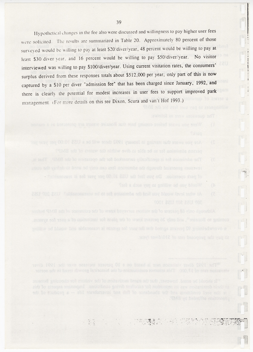 The ecology and economics of Bonaire Marine Park - New Page