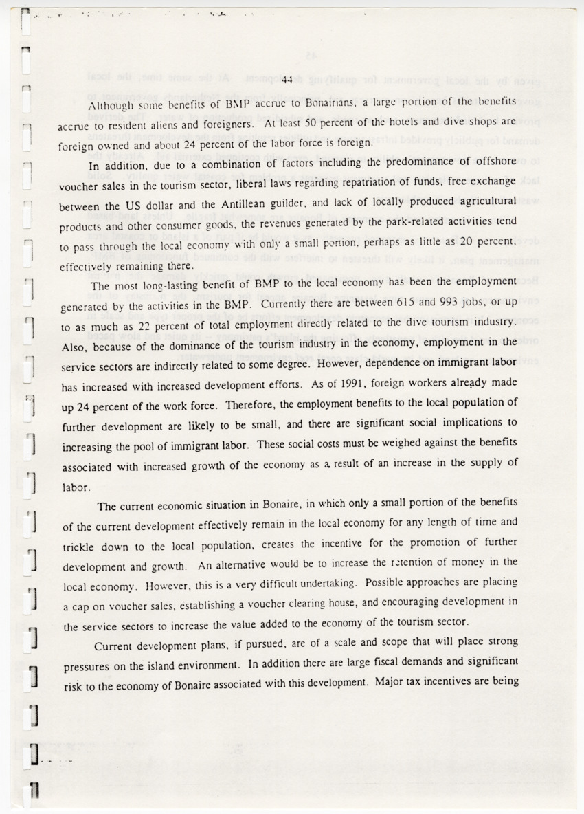 The ecology and economics of Bonaire Marine Park - New Page