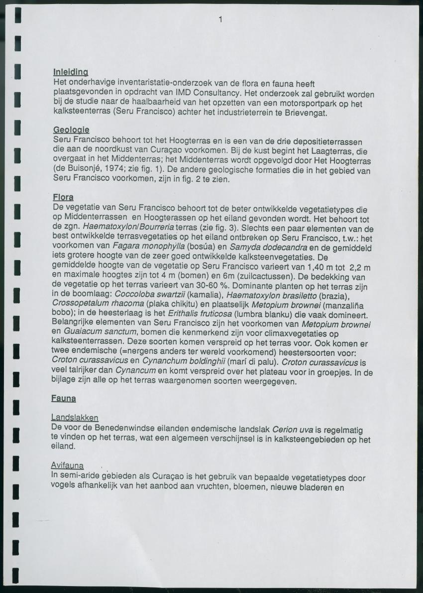 Z Korte biologische Inventory report van het kalksteenterras Seru Francisco (Brievengat) - New Page