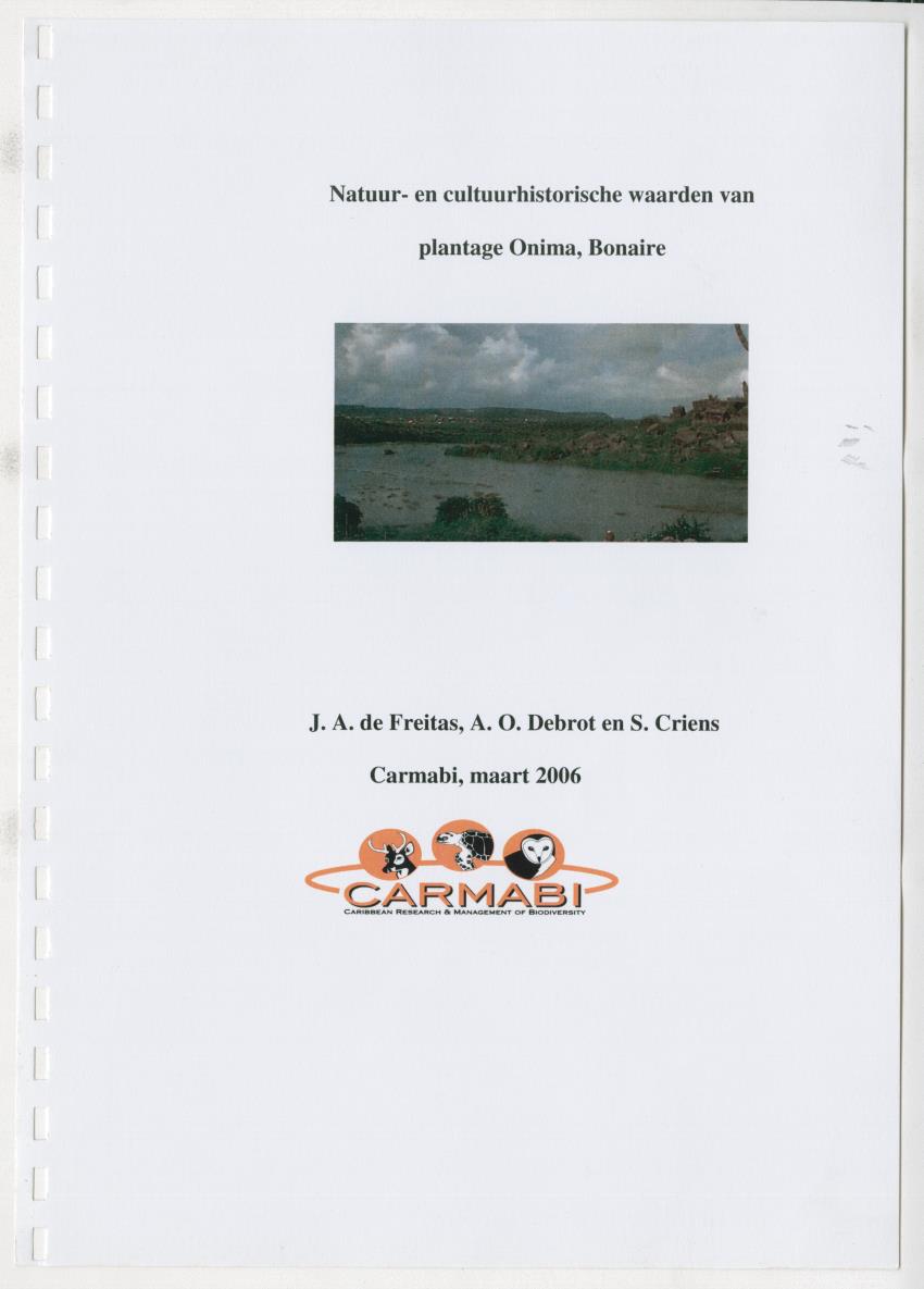 z Natuur- en cultuurhistorische waarden van plantage Onima, Bonaire - New Page