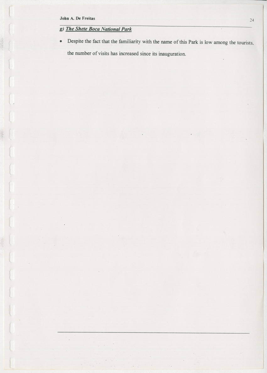 The Christoffel National Park Questionnaire: A survey done among visitors (tourists and locals) in July and August 1996 - New Page