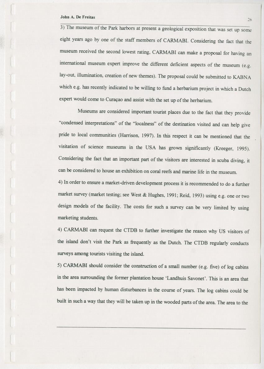 The Christoffel National Park Questionnaire: A survey done among visitors (tourists and locals) in July and August 1996 - New Page