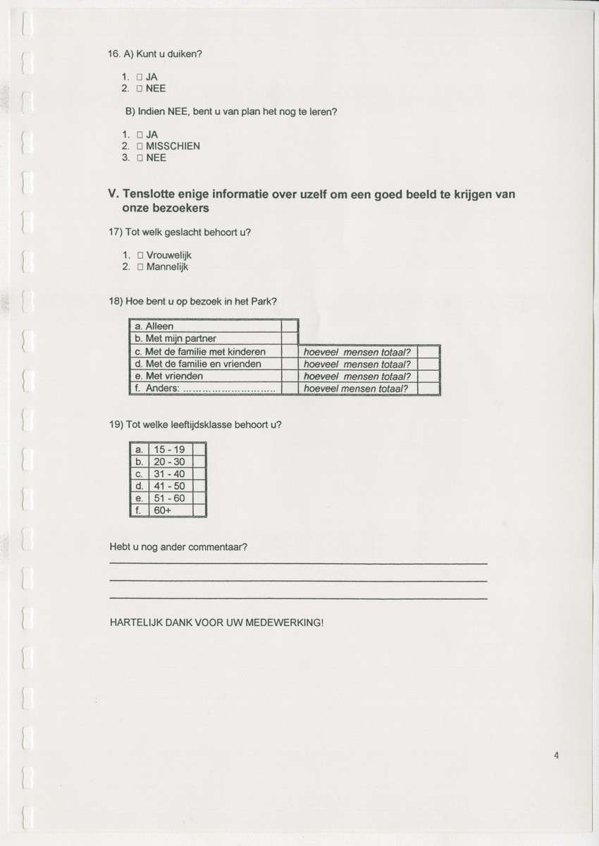 The Christoffel National Park Questionnaire: A survey done among visitors (tourists and locals) in July and August 1996 - New Page