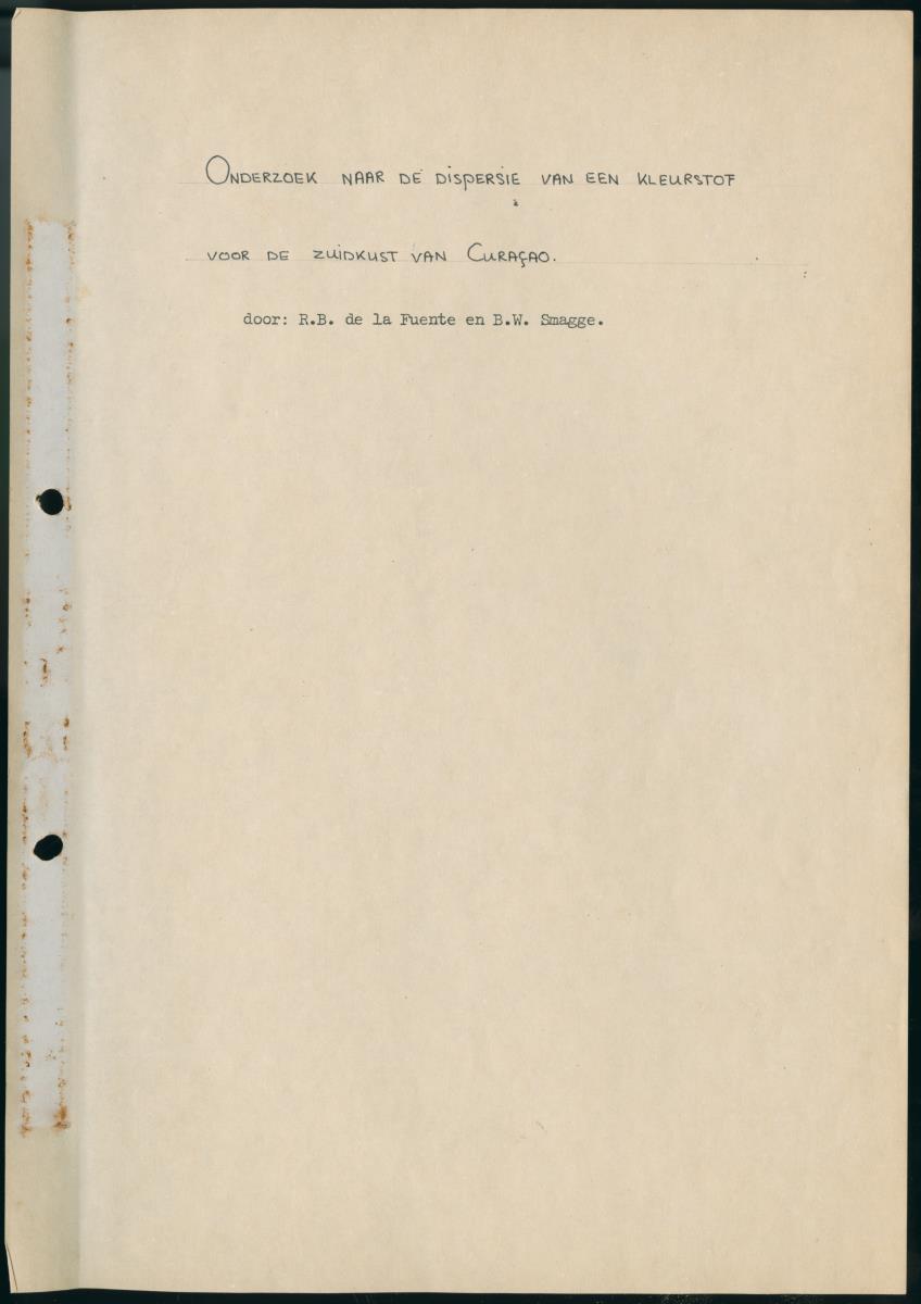 Z Onderzoek naar de dispersie van een kleurstof voor de zuidkust van Curacao - New Page