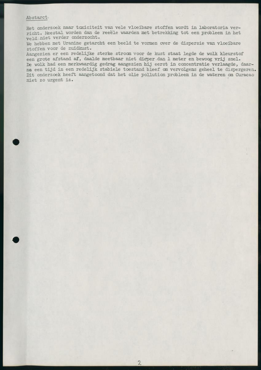 Z Onderzoek naar de dispersie van een kleurstof voor de zuidkust van Curacao - New Page