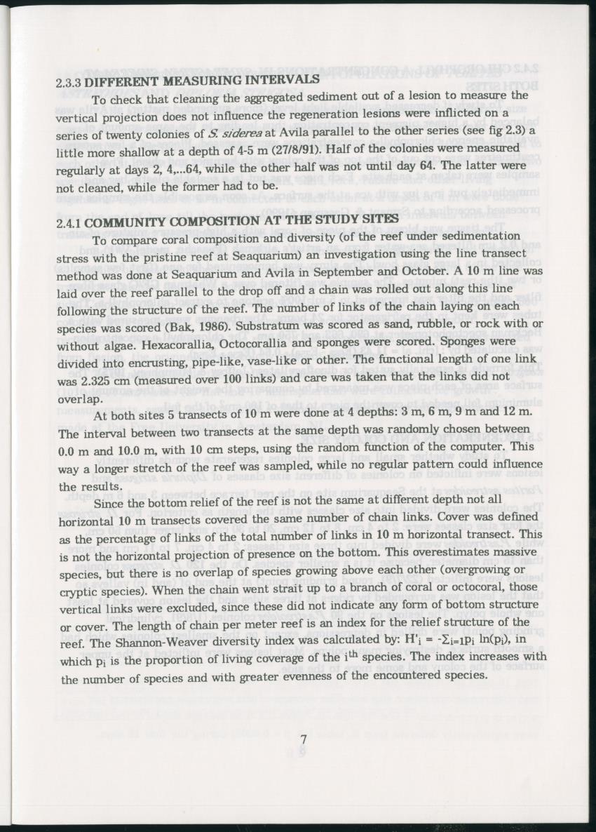 Z Regeneration of Siderastrea siderea in relation to sedimentation and of Diploria strigosa and Porites astreoides to colony size, and the influence of sedimentation on the coral community - New Page