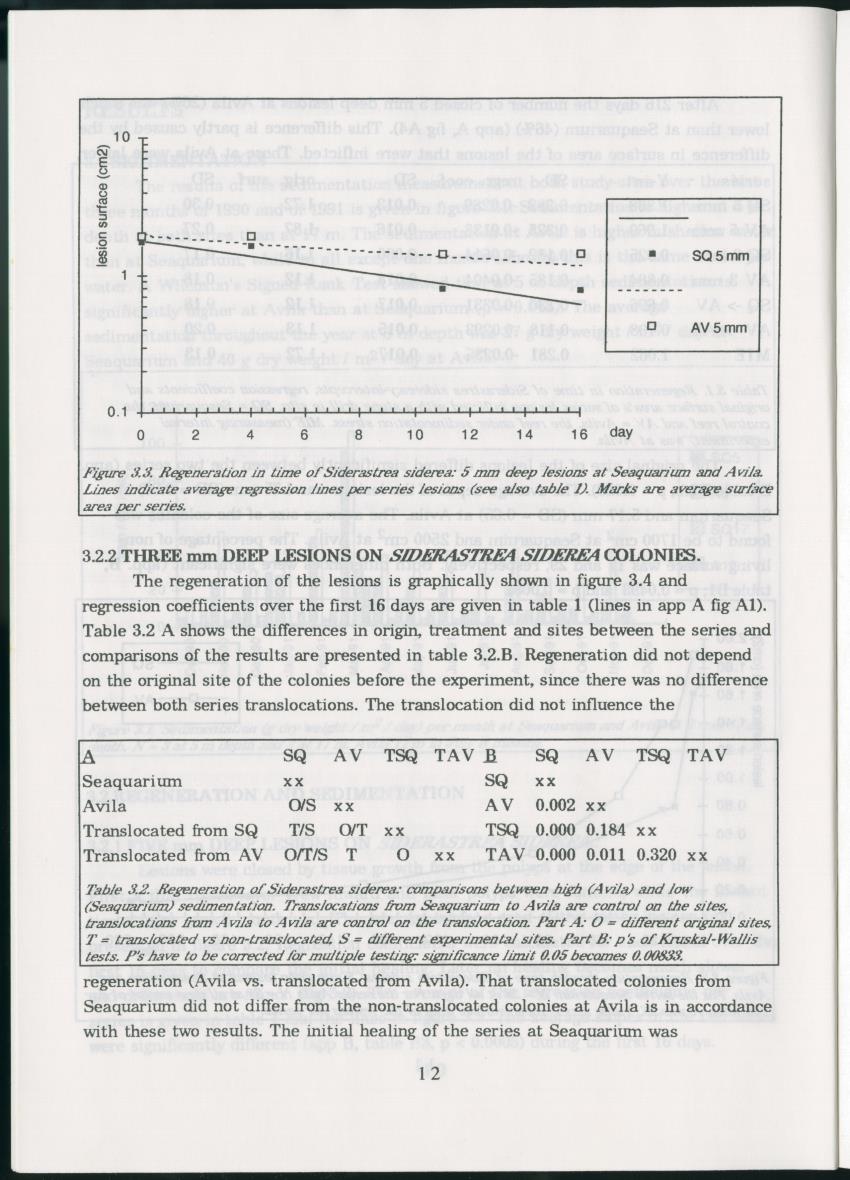Z Regeneration of Siderastrea siderea in relation to sedimentation and of Diploria strigosa and Porites astreoides to colony size, and the influence of sedimentation on the coral community - New Page
