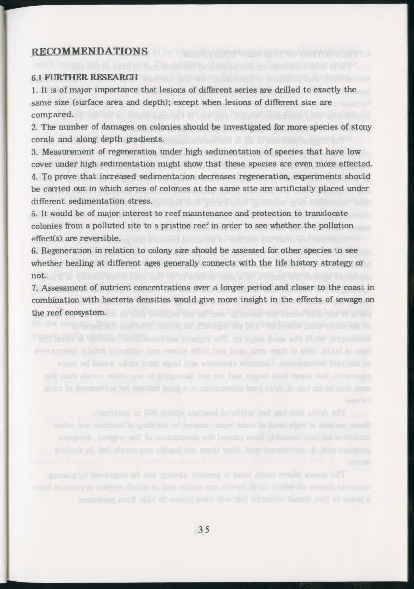 Z Regeneration of Siderastrea siderea in relation to sedimentation and of Diploria strigosa and Porites astreoides to colony size, and the influence of sedimentation on the coral community - New Page