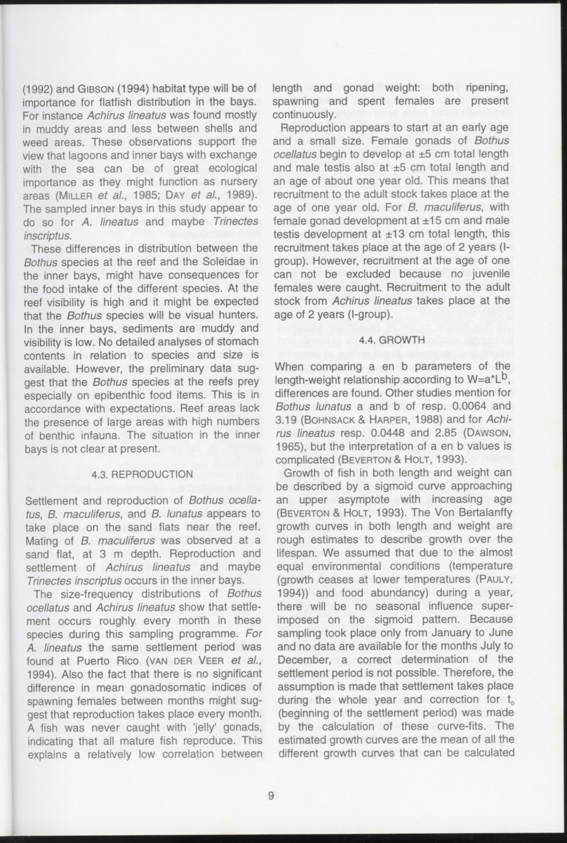 Ecological observations on flatfish on the reefs and in the inner bays around Curacao, Netherlands Antilles - New Page