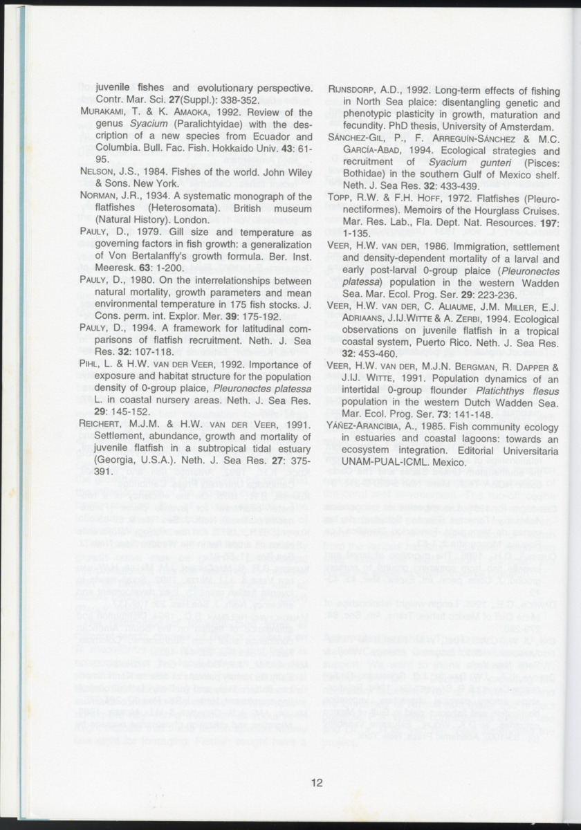 Ecological observations on flatfish on the reefs and in the inner bays around Curacao, Netherlands Antilles - New Page