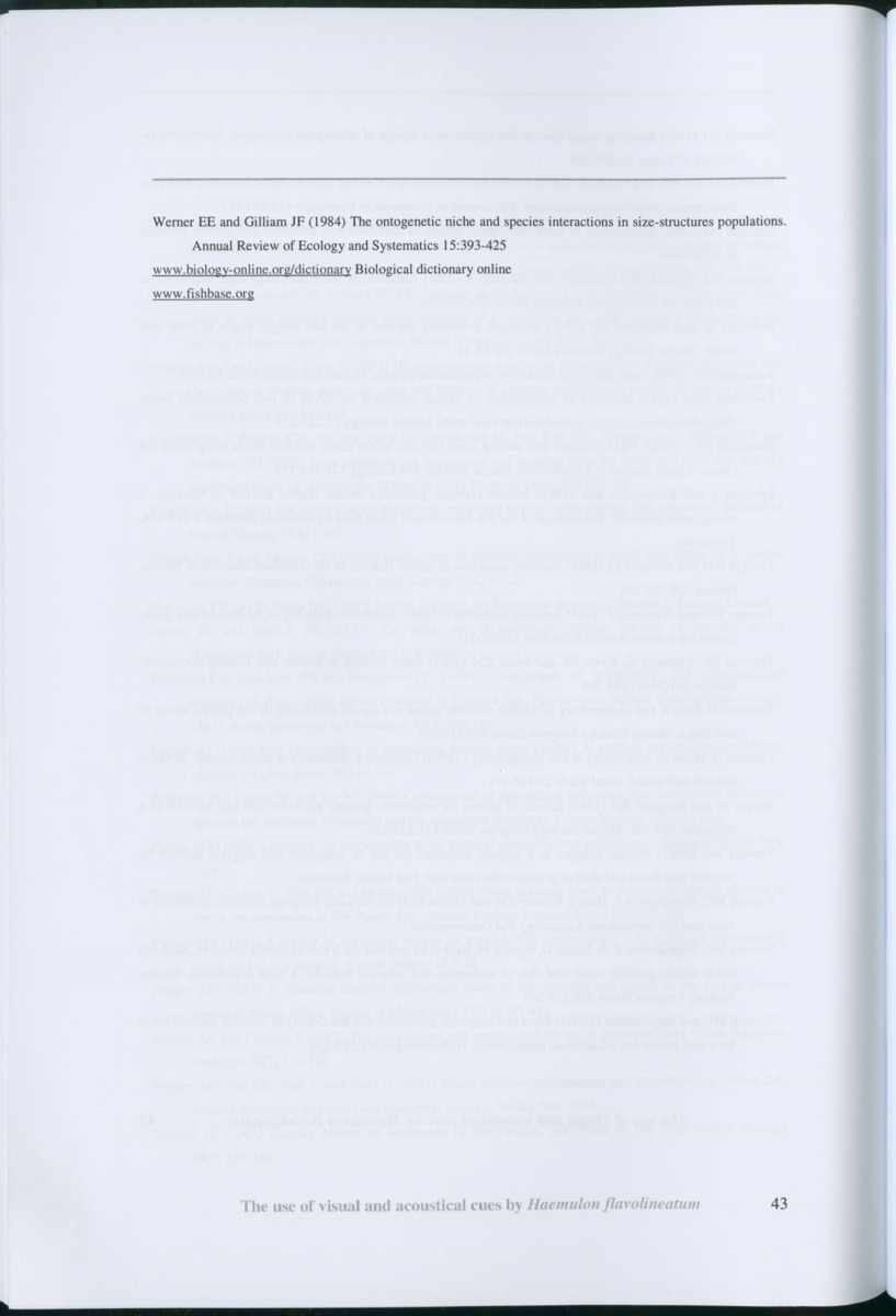 Z Habitat selection by coral fish - Use of visual and acoustical cues by Haemulon flavolineatum - New Page