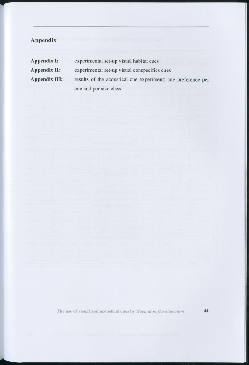 Z Habitat selection by coral fish - Use of visual and acoustical cues by Haemulon flavolineatum - New Page