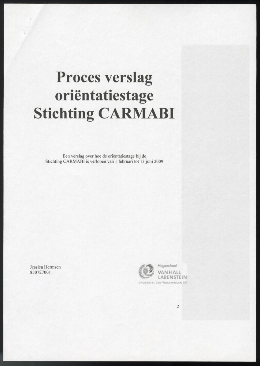 Z Technisch en Proces verslag orientatiestage Stichting CARMABI - New Page