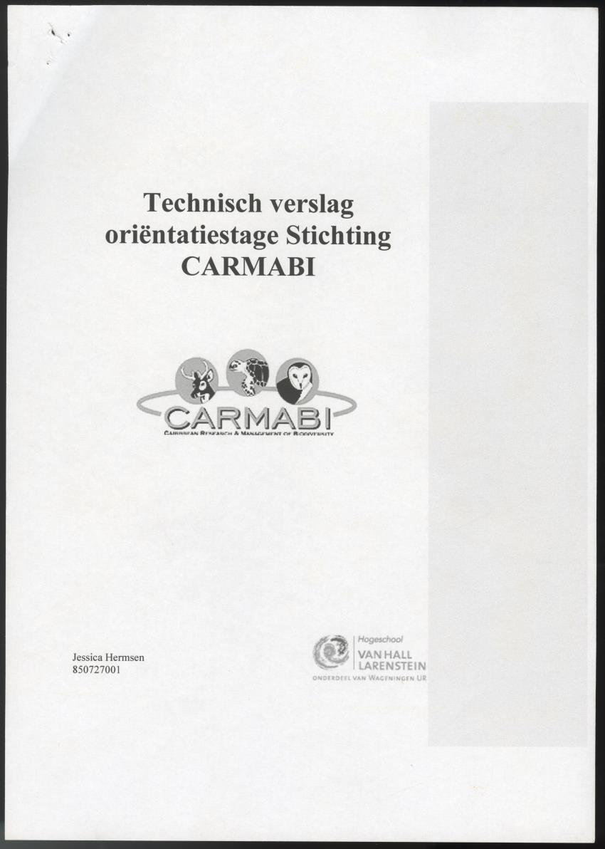 Z Technisch en Proces verslag orientatiestage Stichting CARMABI - New Page