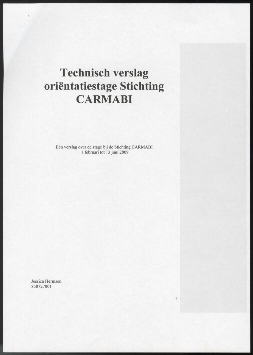 Z Technisch en Proces verslag orientatiestage Stichting CARMABI - New Page