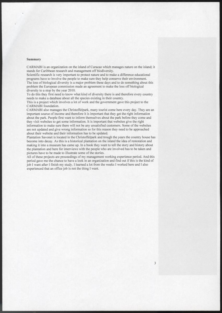 Z Technisch en Proces verslag orientatiestage Stichting CARMABI - New Page