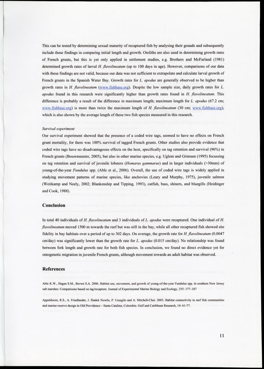 Z Movements of nursery reef fish in the Spanish Water Bay, Curacao - New Page