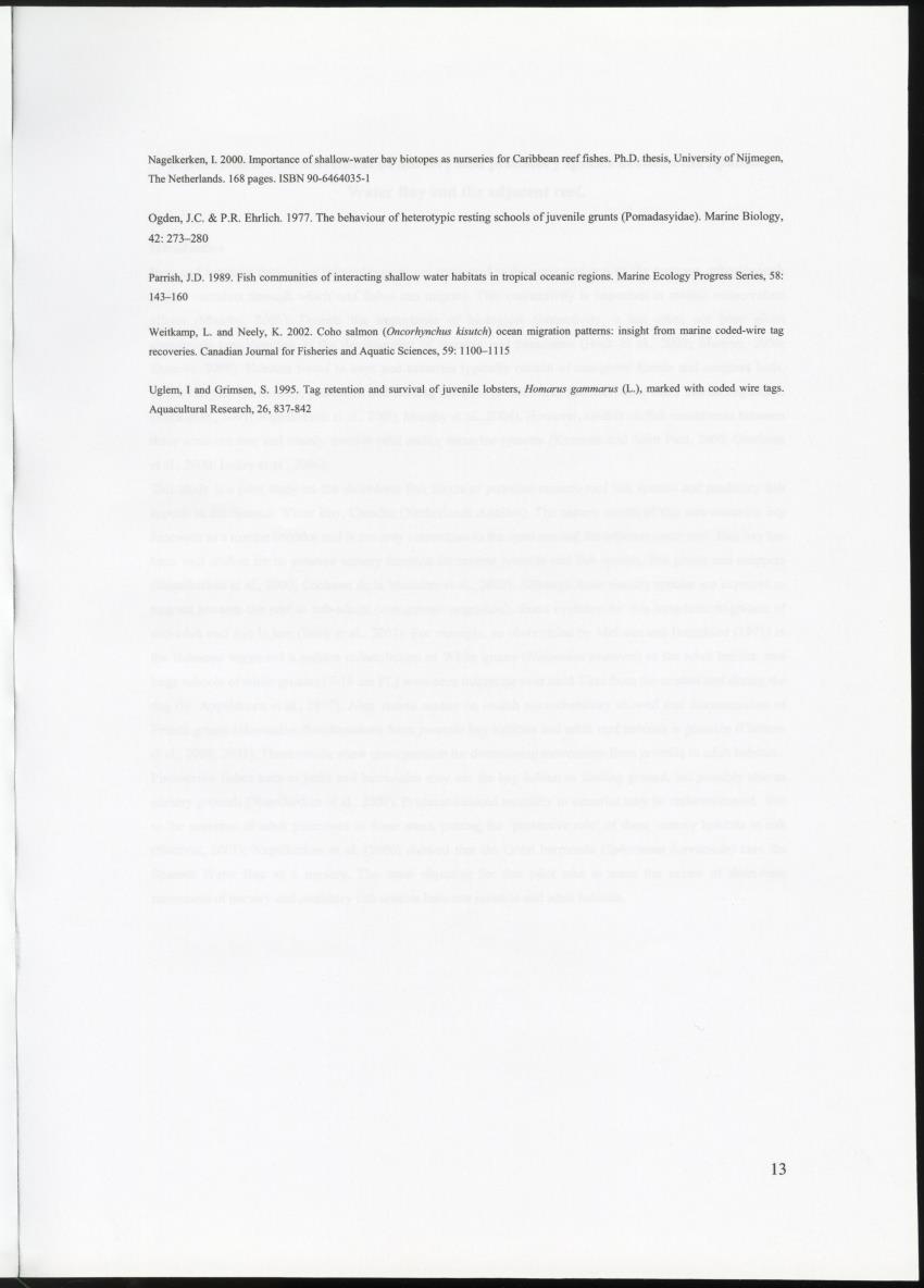 Z Movements of nursery reef fish in the Spanish Water Bay, Curacao - New Page