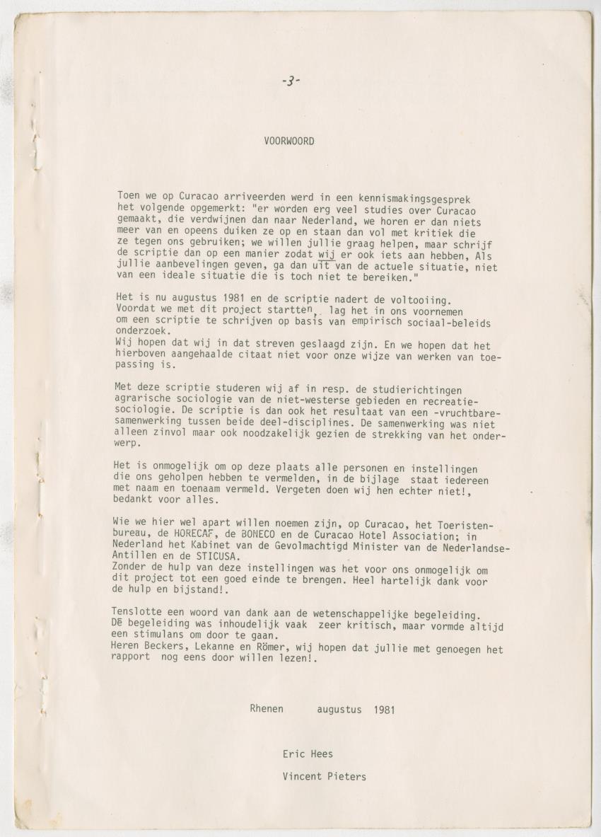 Z zon, zee, zand,........... en weerstand? - een studie naar de sociale implicaties van de toeristische-ontwikkelingen op Curacao - New Page