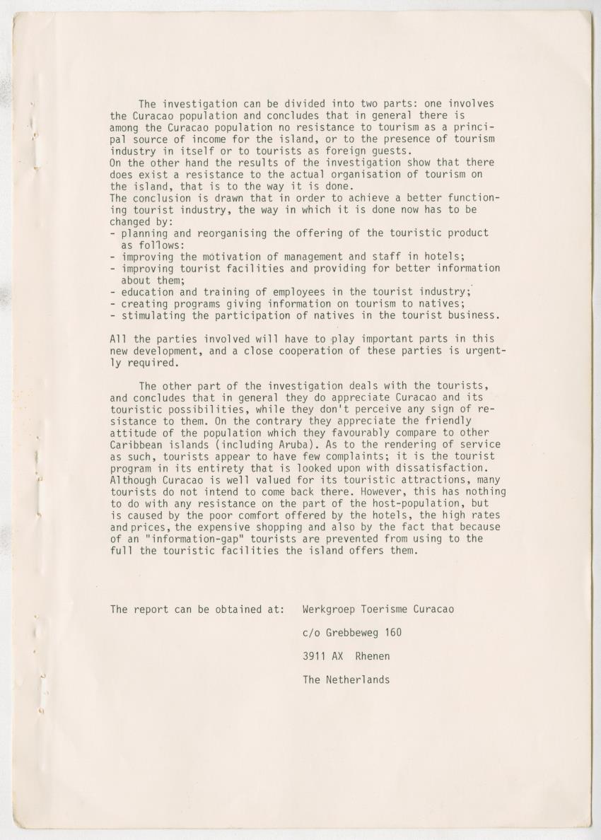 Z zon, zee, zand,........... en weerstand? - een studie naar de sociale implicaties van de toeristische-ontwikkelingen op Curacao - New Page