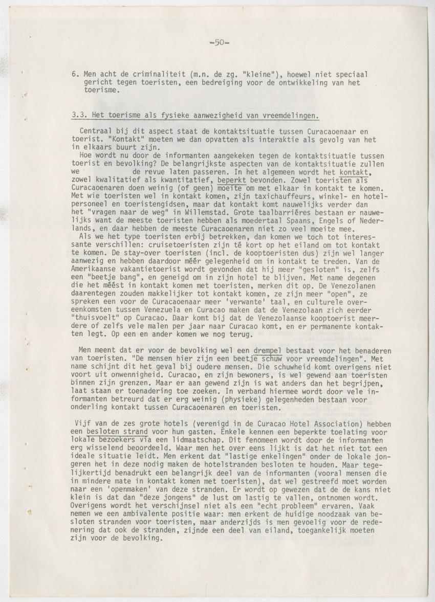 Z zon, zee, zand,........... en weerstand? - een studie naar de sociale implicaties van de toeristische-ontwikkelingen op Curacao - New Page