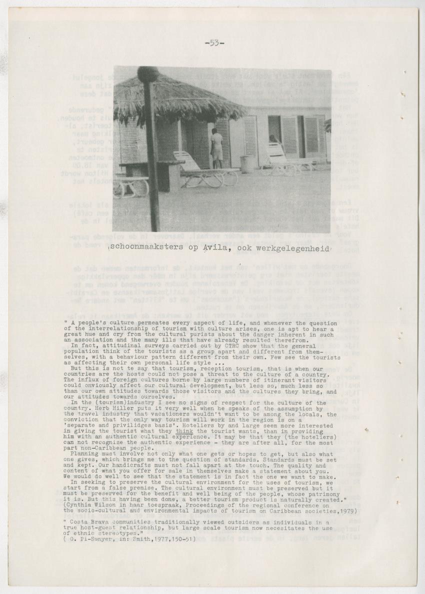 Z zon, zee, zand,........... en weerstand? - een studie naar de sociale implicaties van de toeristische-ontwikkelingen op Curacao - New Page