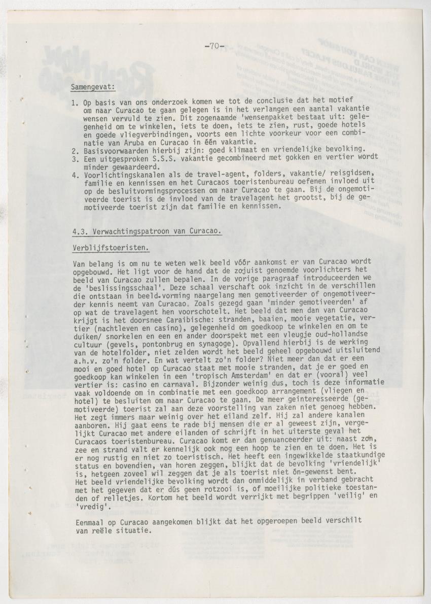 Z zon, zee, zand,........... en weerstand? - een studie naar de sociale implicaties van de toeristische-ontwikkelingen op Curacao - New Page