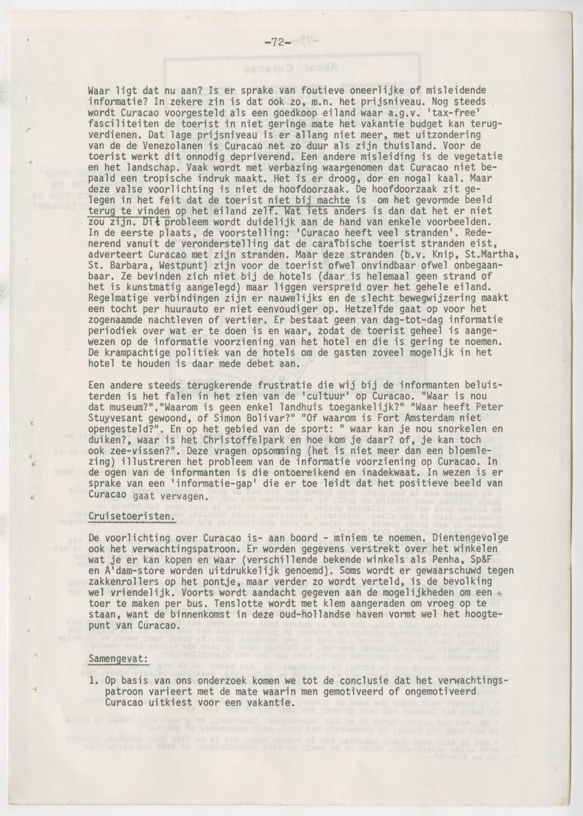 Z zon, zee, zand,........... en weerstand? - een studie naar de sociale implicaties van de toeristische-ontwikkelingen op Curacao - New Page
