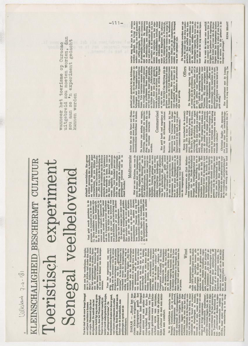 Z zon, zee, zand,........... en weerstand? - een studie naar de sociale implicaties van de toeristische-ontwikkelingen op Curacao - New Page