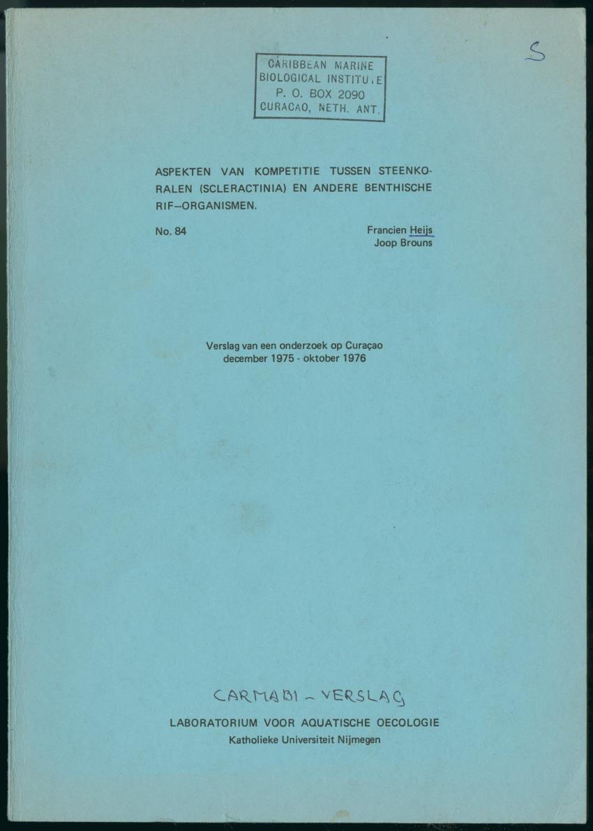 Z Aspekten van kompetitie tussen steenkoralen (scleractinia) en andere bentische rif-organismen - New Page