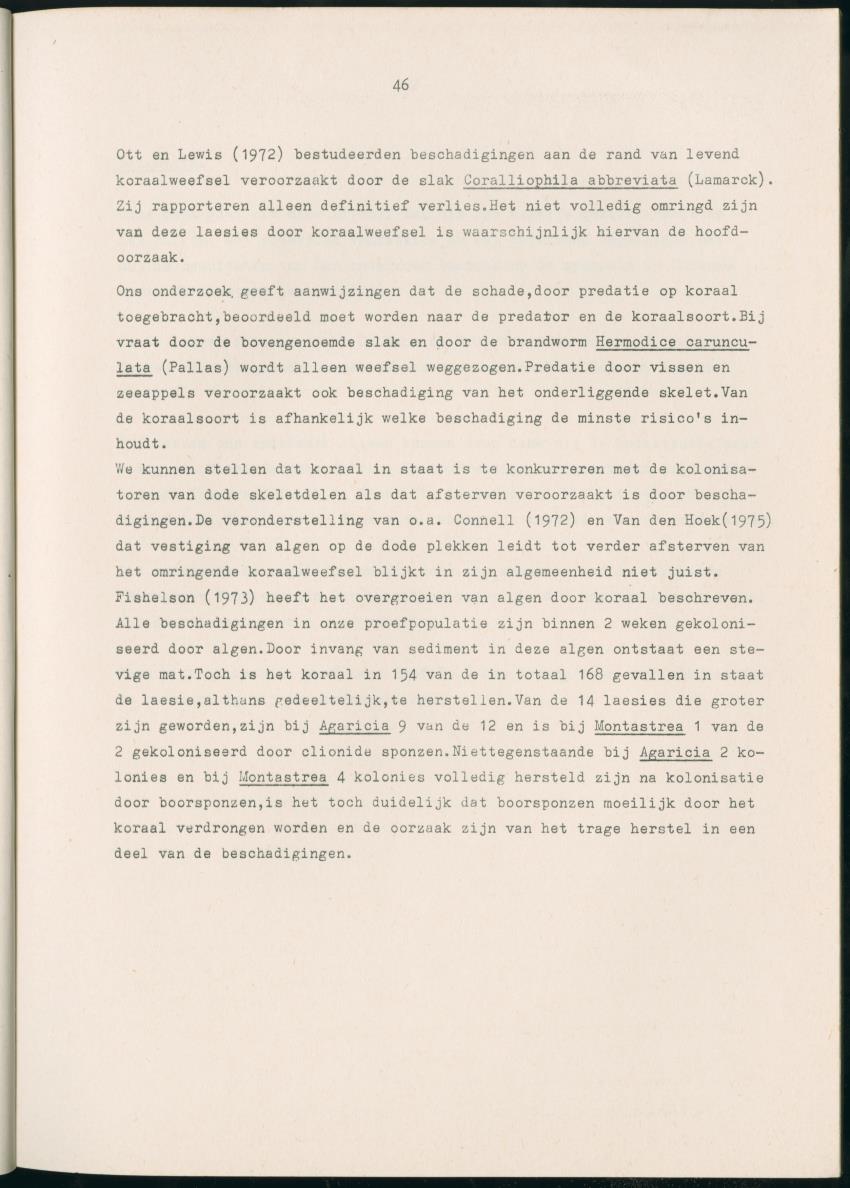 Z Aspekten van kompetitie tussen steenkoralen (scleractinia) en andere bentische rif-organismen - New Page