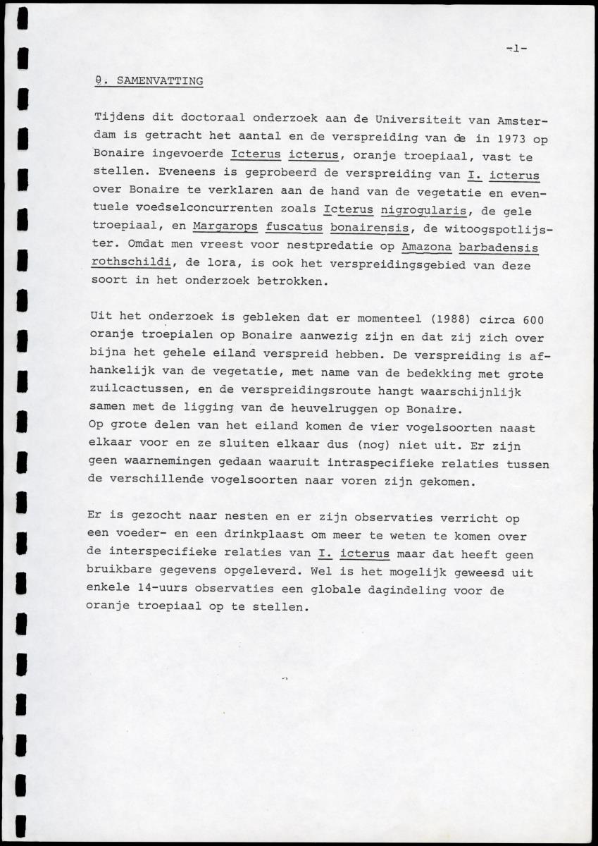 zI. Populatietelling van Amazona barbadensis Rothschildi in 1987. II. Icterus icterus, een aanwinst of niet? - New Page