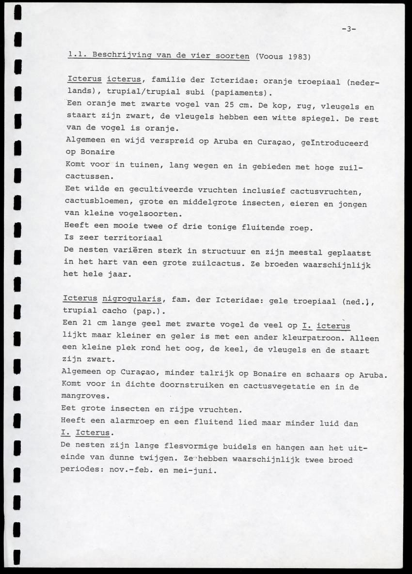 zI. Populatietelling van Amazona barbadensis Rothschildi in 1987. II. Icterus icterus, een aanwinst of niet? - New Page