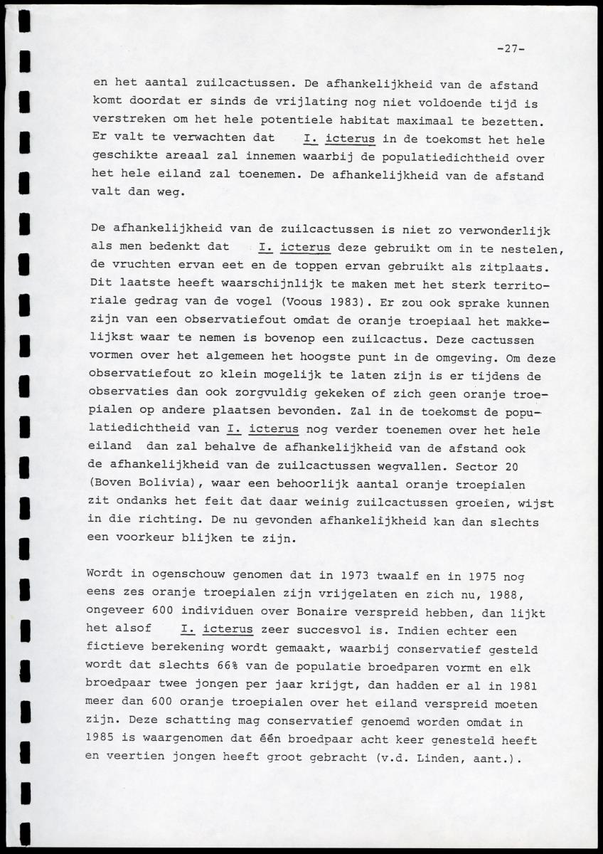 zI. Populatietelling van Amazona barbadensis Rothschildi in 1987. II. Icterus icterus, een aanwinst of niet? - New Page