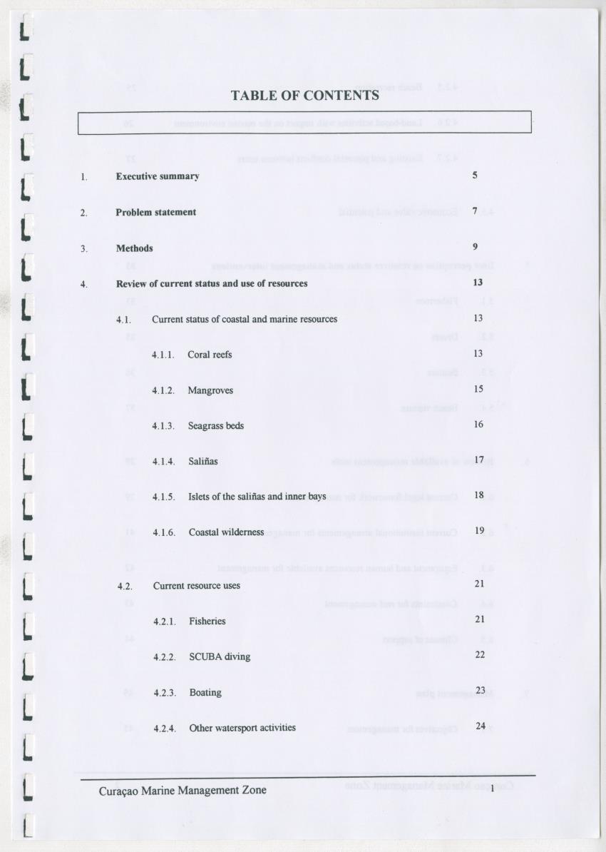 z Curacao marine management zone - A plan for sustainable use of Curacao's reef resources - New Page