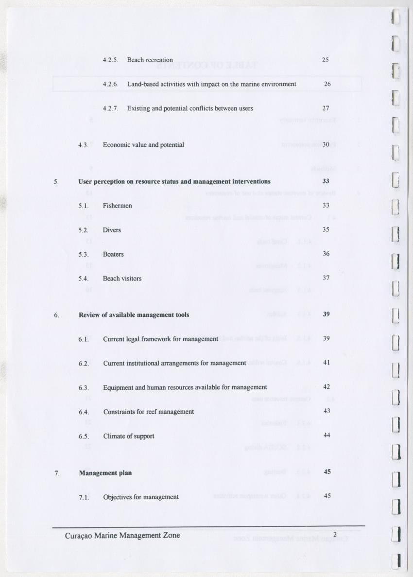 z Curacao marine management zone - A plan for sustainable use of Curacao's reef resources - New Page