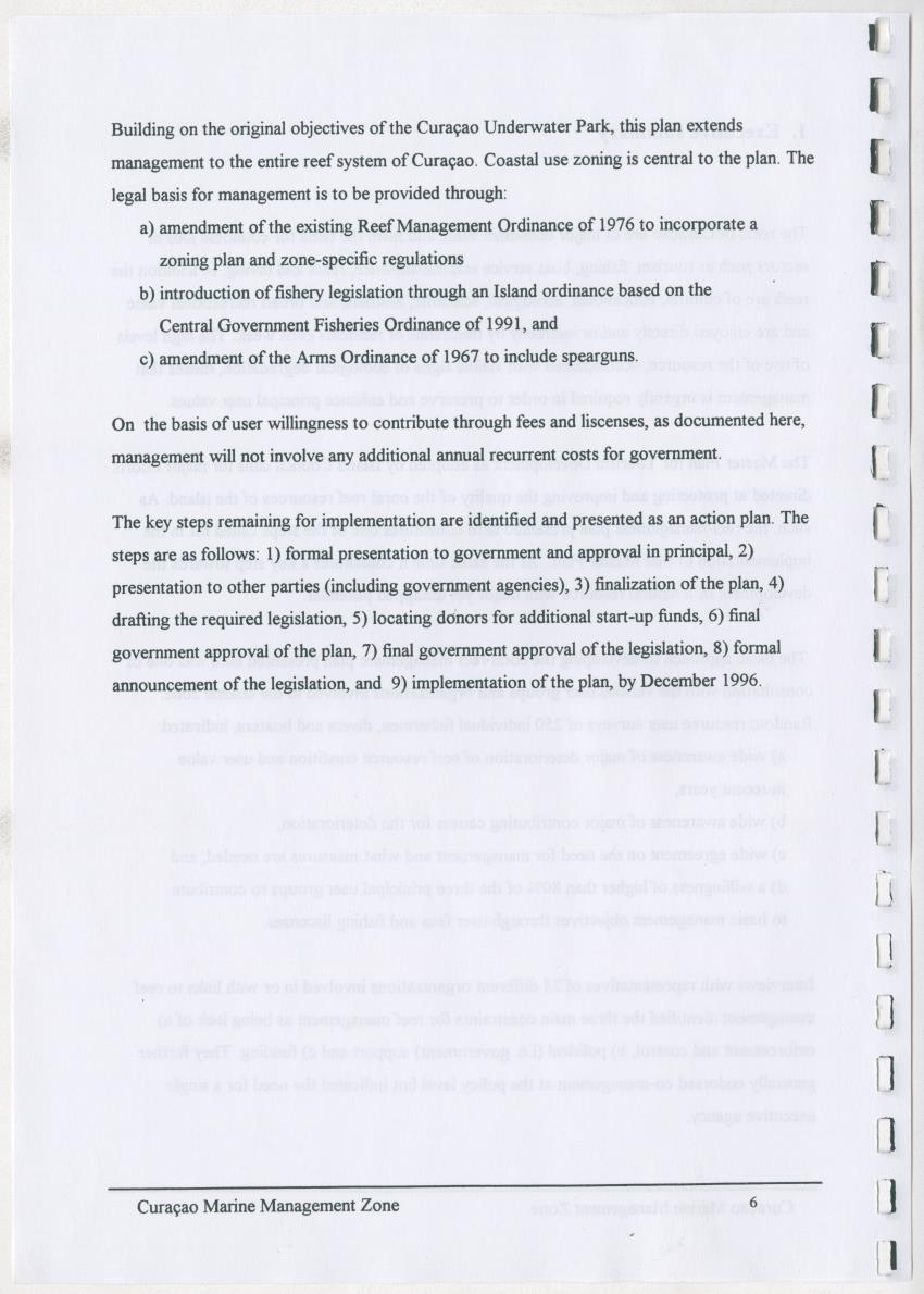 z Curacao marine management zone - A plan for sustainable use of Curacao's reef resources - New Page