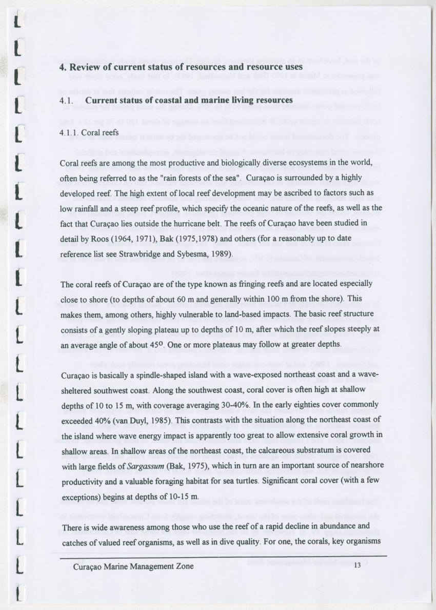 z Curacao marine management zone - A plan for sustainable use of Curacao's reef resources - New Page