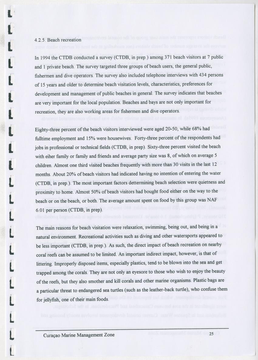 z Curacao marine management zone - A plan for sustainable use of Curacao's reef resources - New Page