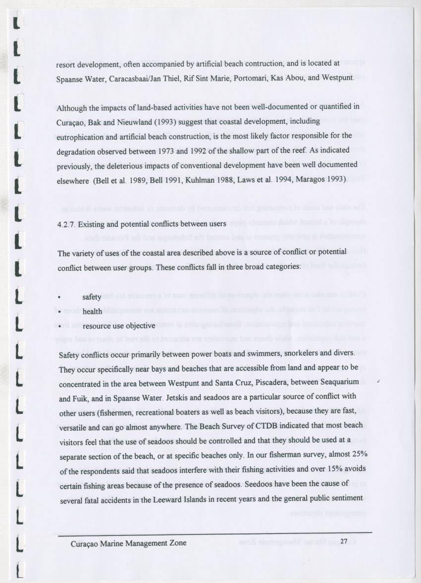 z Curacao marine management zone - A plan for sustainable use of Curacao's reef resources - New Page