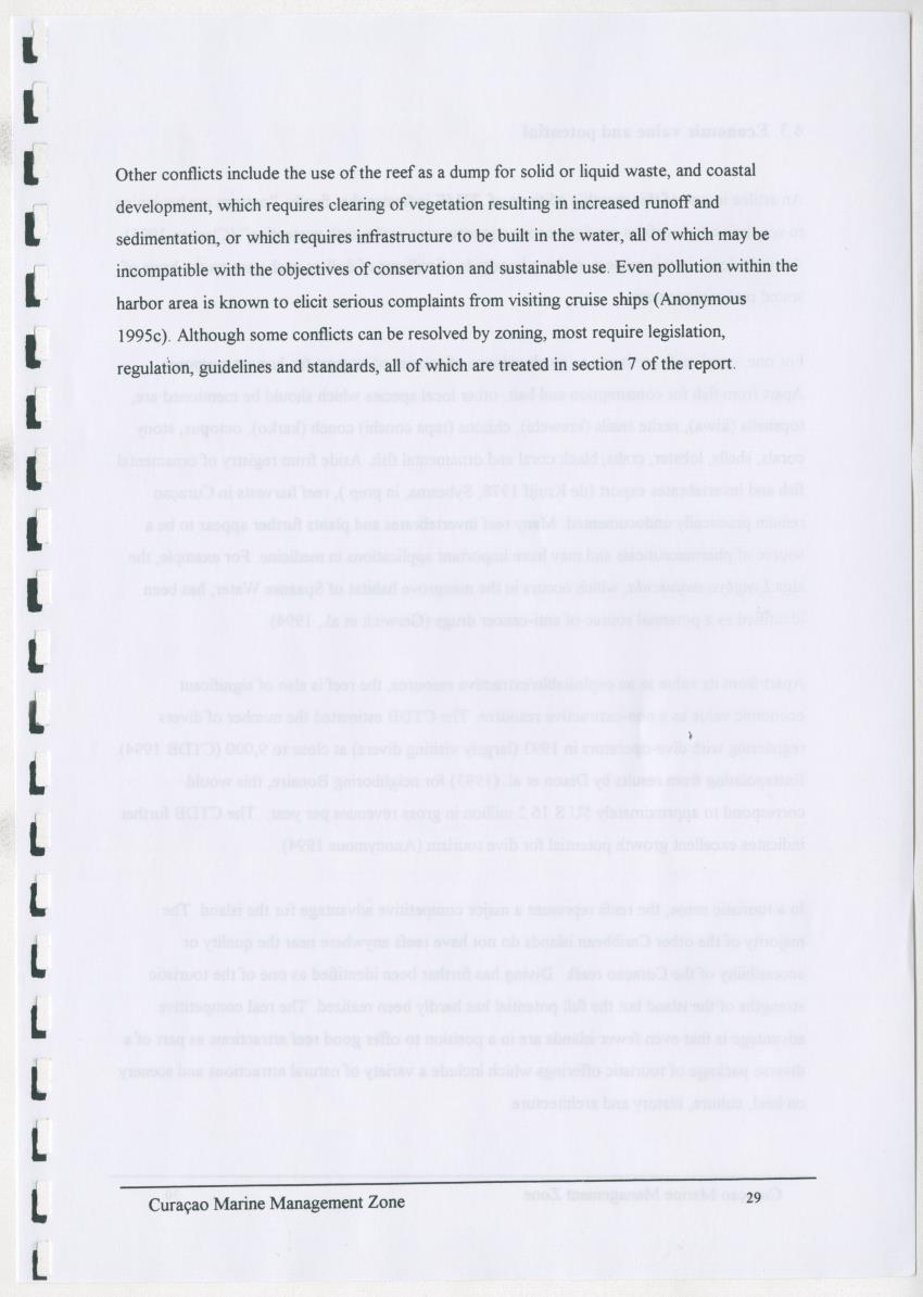 z Curacao marine management zone - A plan for sustainable use of Curacao's reef resources - New Page