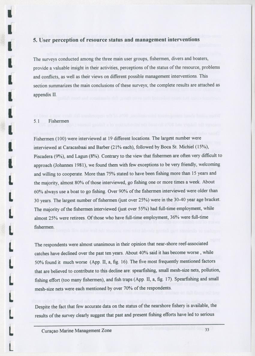 z Curacao marine management zone - A plan for sustainable use of Curacao's reef resources - New Page