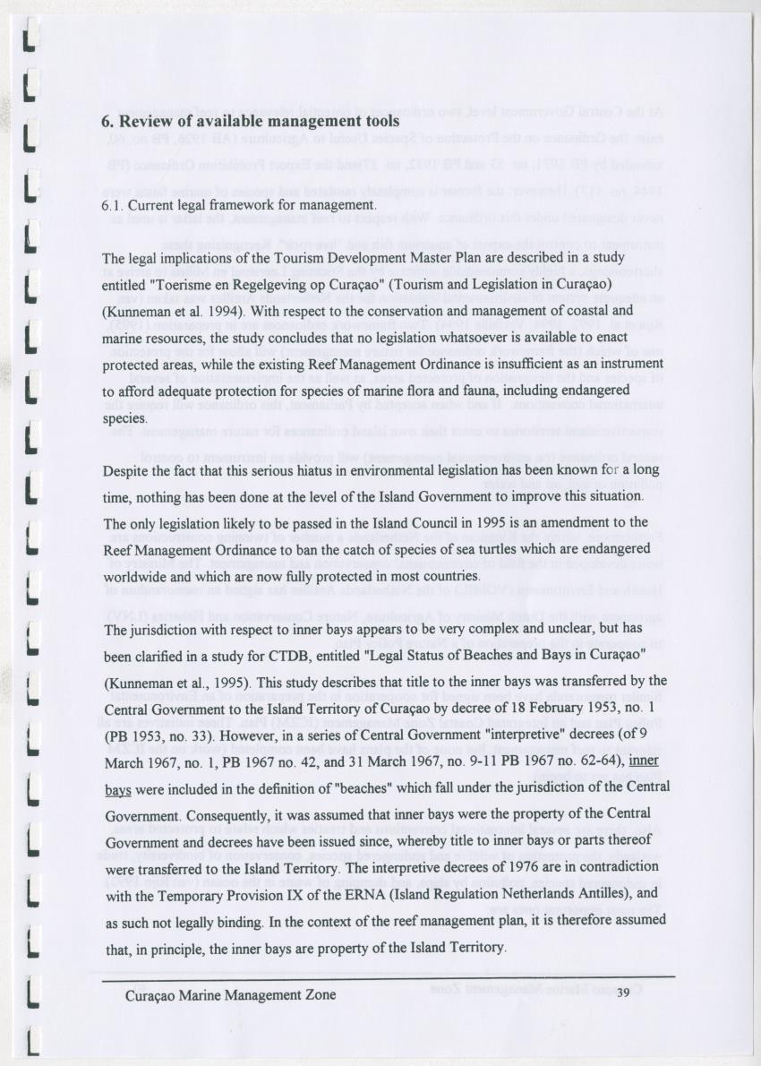 z Curacao marine management zone - A plan for sustainable use of Curacao's reef resources - New Page