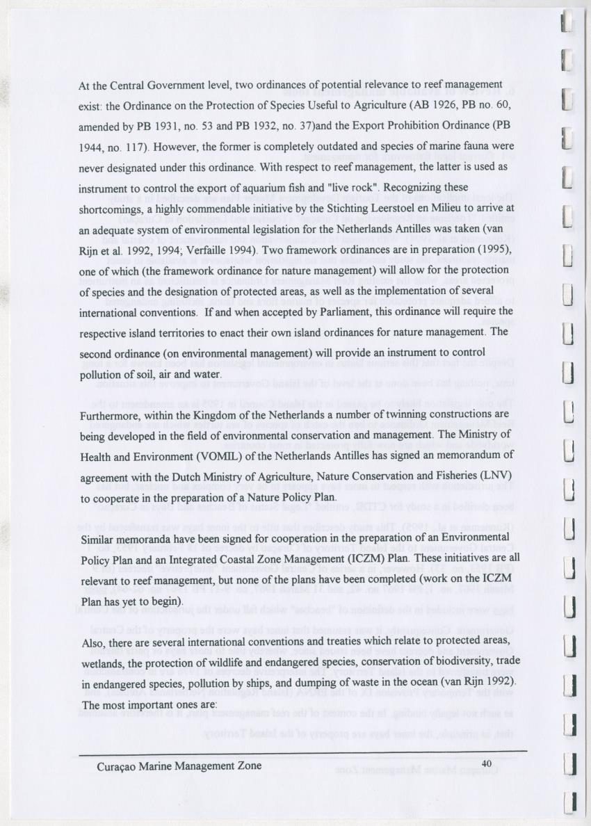 z Curacao marine management zone - A plan for sustainable use of Curacao's reef resources - New Page