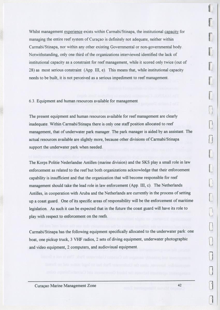 z Curacao marine management zone - A plan for sustainable use of Curacao's reef resources - New Page