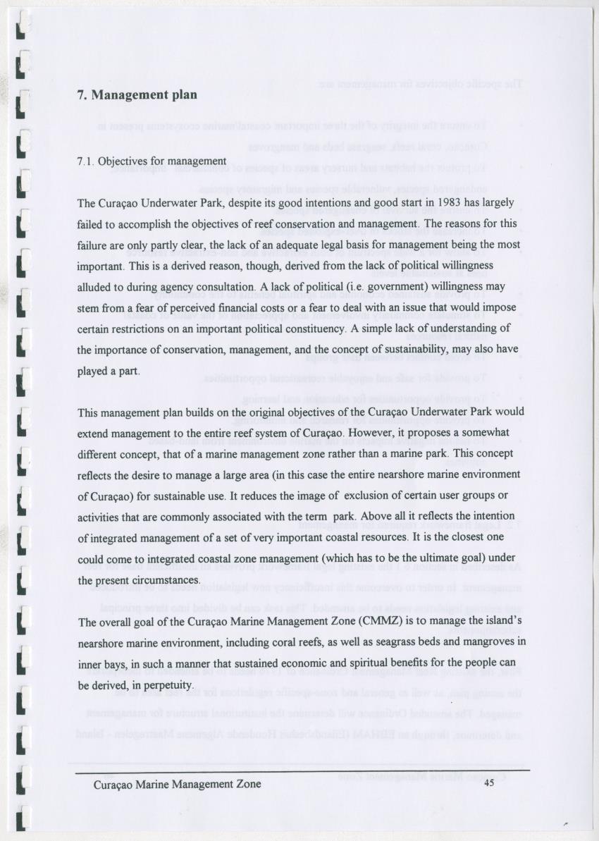 z Curacao marine management zone - A plan for sustainable use of Curacao's reef resources - New Page