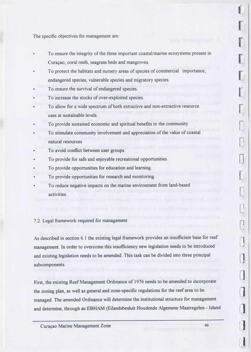 z Curacao marine management zone - A plan for sustainable use of Curacao's reef resources - New Page