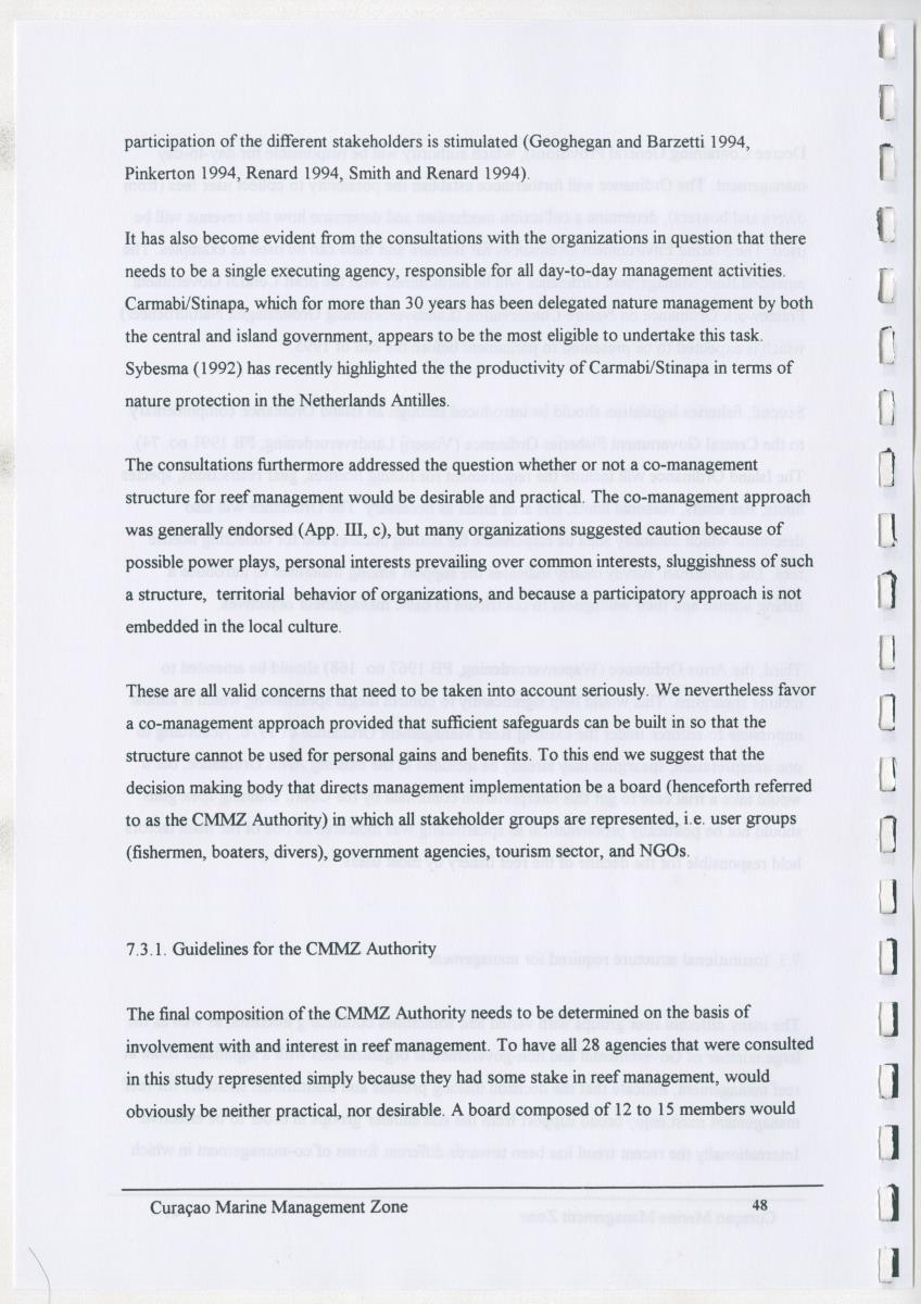 z Curacao marine management zone - A plan for sustainable use of Curacao's reef resources - New Page